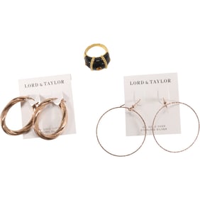 [3] Lord & Taylor 18K Gold over Sterling Hoops Earrings 2 1/2 in. x 1 3/4 in.; Lord & Taylor 18K