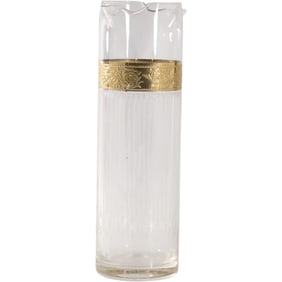 CULVER Tyrol 22K Gold Pitcher Martini Vertical Frosted Lines Multi Pourer Pitcher 9.5 in. height