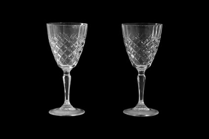 2 Vintage Cristal D'arques-Durand Crytal Wine Glasses