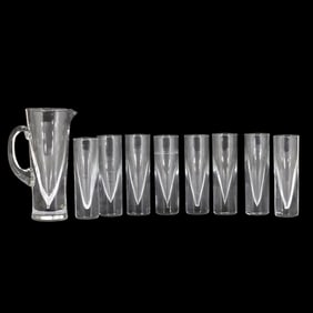 Carlo Moretti Italian "Bullet" Weighted Set 8 Cocktail Glasses, including Matching Pitcher