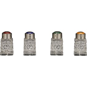 4 Vintage Japan Raimond Silversmiths Salt & Pepper Shakers Color Enamel Tops