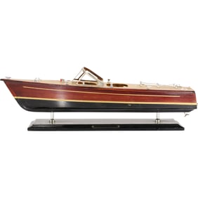 Chris Craft Boat Model on Stand 20 inches length x 7 in. wide