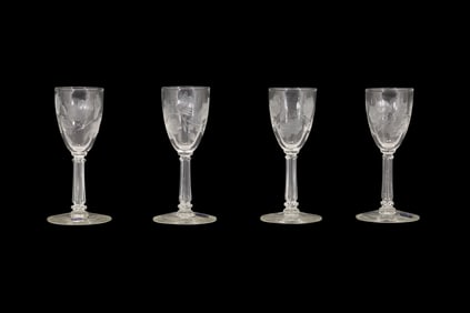Set of 4 LIBBEY Cut Etched Stemmed Cordials 4.5 in. height