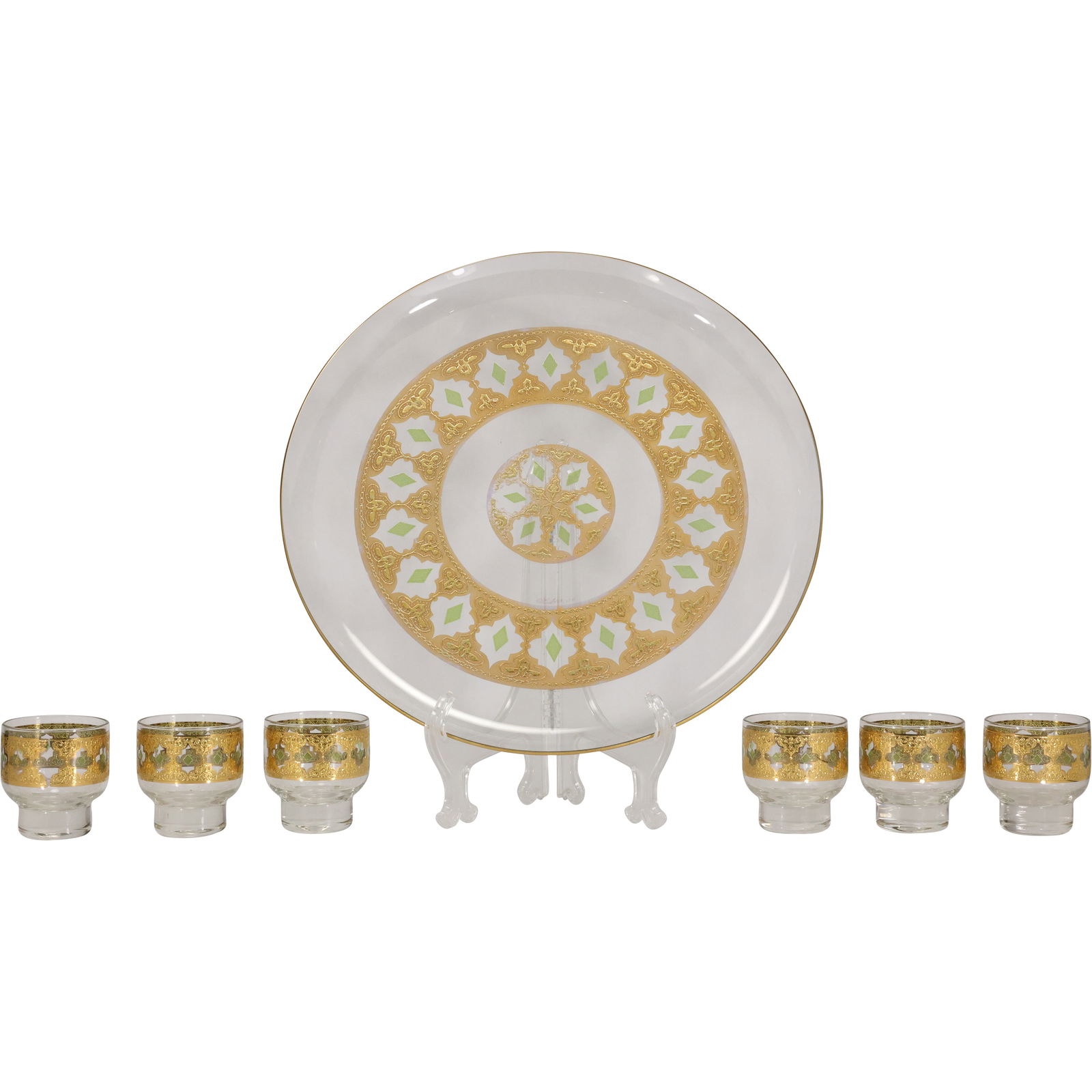 Set of 6 CULVER VALENCIA 22K Gold Cocktail Roly Polly Glasses with Round Serving Tray (1 of 20)