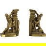 PM CRAFTSMAN Vintage Cast Metal Bookends Library Struggle in Good Brass Patina
