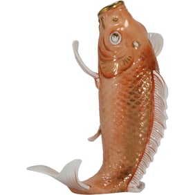 Vintage Chinese Porcelain Koi Goldfish Figural Vase 10 inches height x 8 in. wide