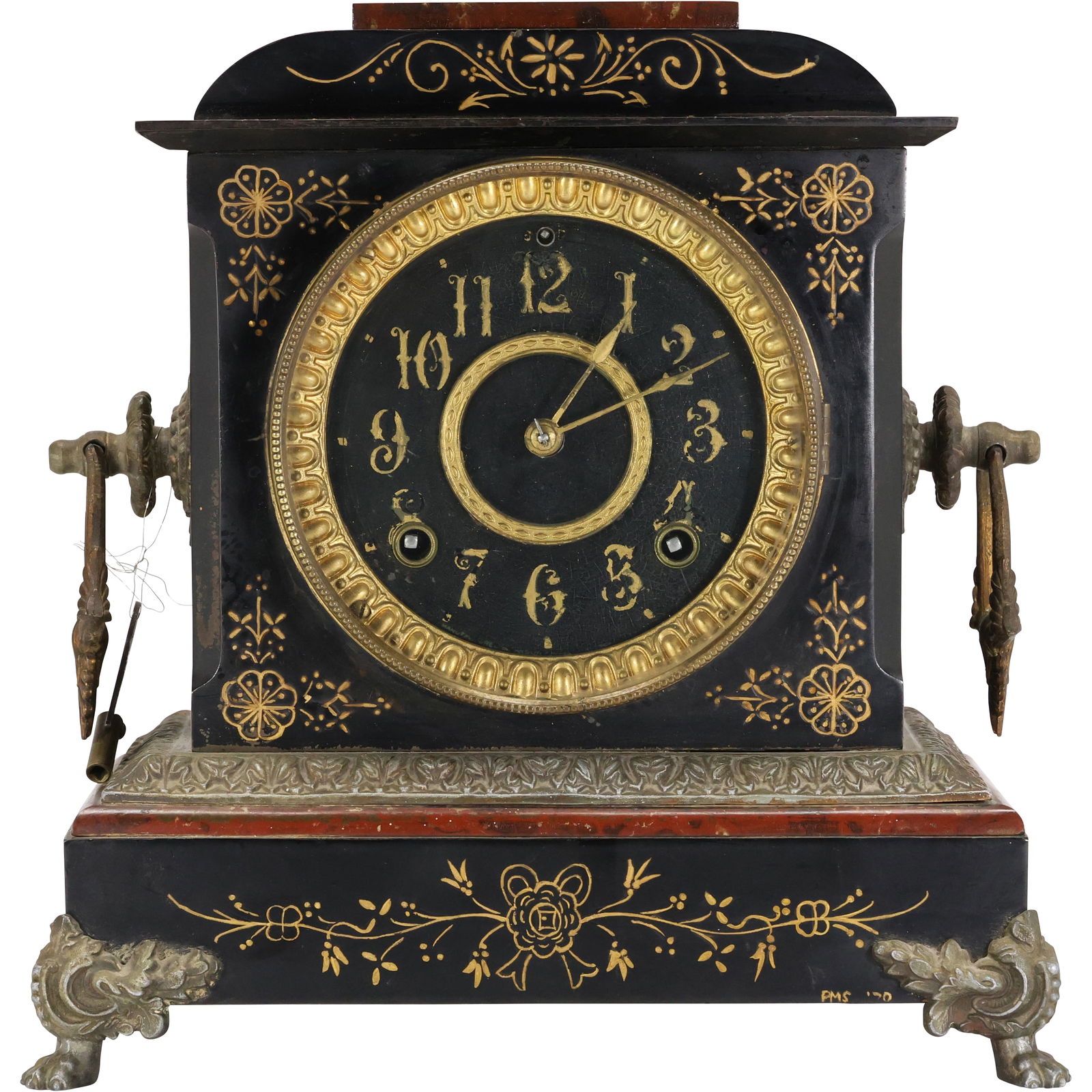 Pat'd 1882 ANSONIA CLOCK CO Victorian Aesthetic Movement Iron Case Mantle Clock 11.5 in. (1 of 20)