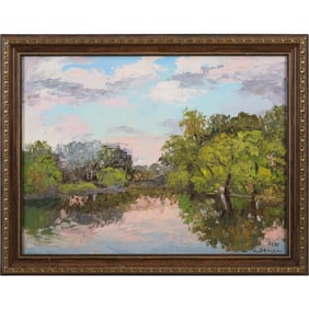 C Domyczu 1934, Russian Artist, Oil on Board Painting Landscape , Signed, Writing on Verso
