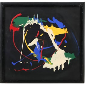 Multi Colors Abstract Oil on Board Painting Framed