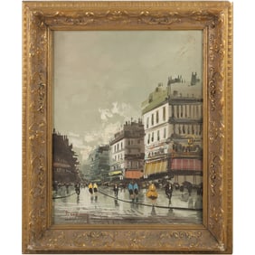 Vintage Parisian Street Scene Artist Signed, Framed