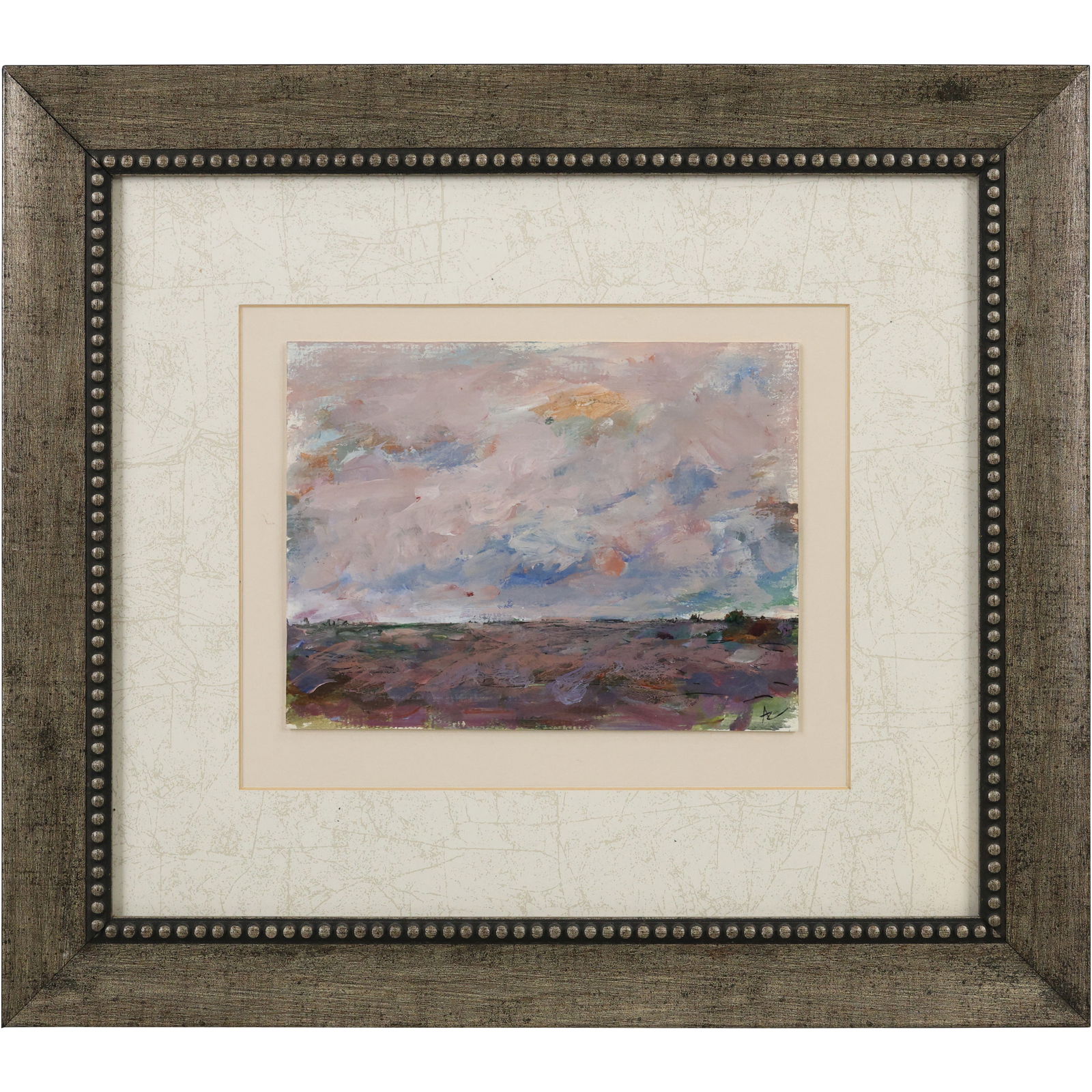 Andrew Zietkiewicz, Polish / American. "Jersey Shore" Tempera on Cardboard, Signed "AZ" & Stamp: Andrew Zietkiewicz, Polish / American. "Jersey Shore" Tempera on Cardboard, Signed "AZ" & Stamp. size: 6 x 8 , outside of frame: 15 x 17