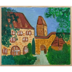 Herman Zuker, b. 1959, Polish / American, "Coburg Fortress" Acrylic on Canvas Painting, Signed