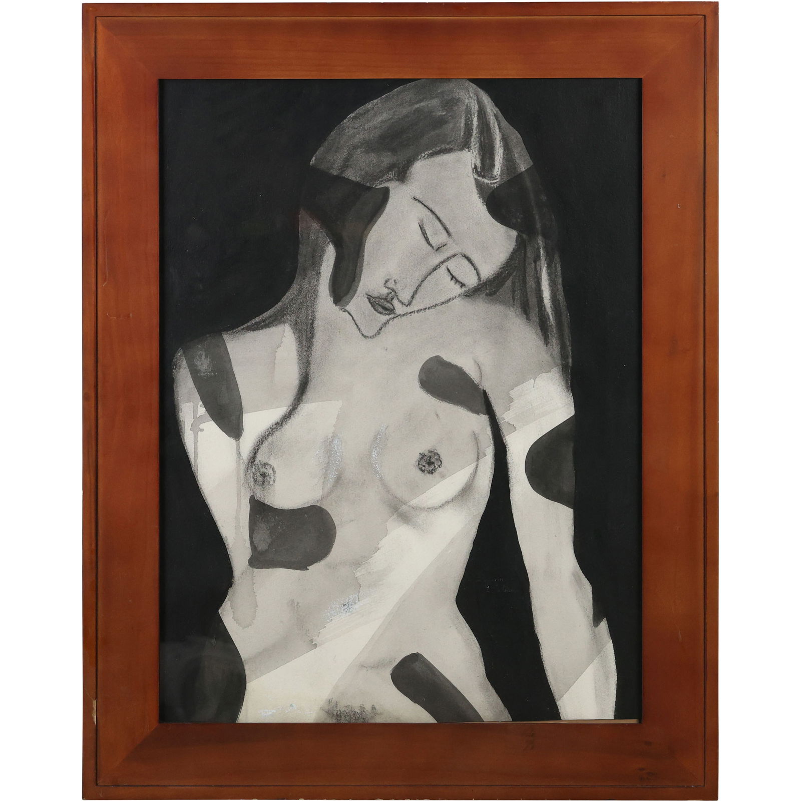 Nude Woman Cubism Post Modern Watercolor and Graphite on paper, Framed: Nude Woman Cubism Post Modern Watercolor and Graphite on paper, Framed size: 24 x 18 , outside of frame: 29 x 23