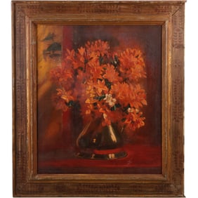 Frank O. Salisbury [1874-1962], Oil on Canvas Painting, Still LIfe Flowers in Vase, Signed
