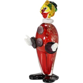 Murano Venezia Art Glass Red Clown Figural Decanter 12 inches height x 5.5 in. wide