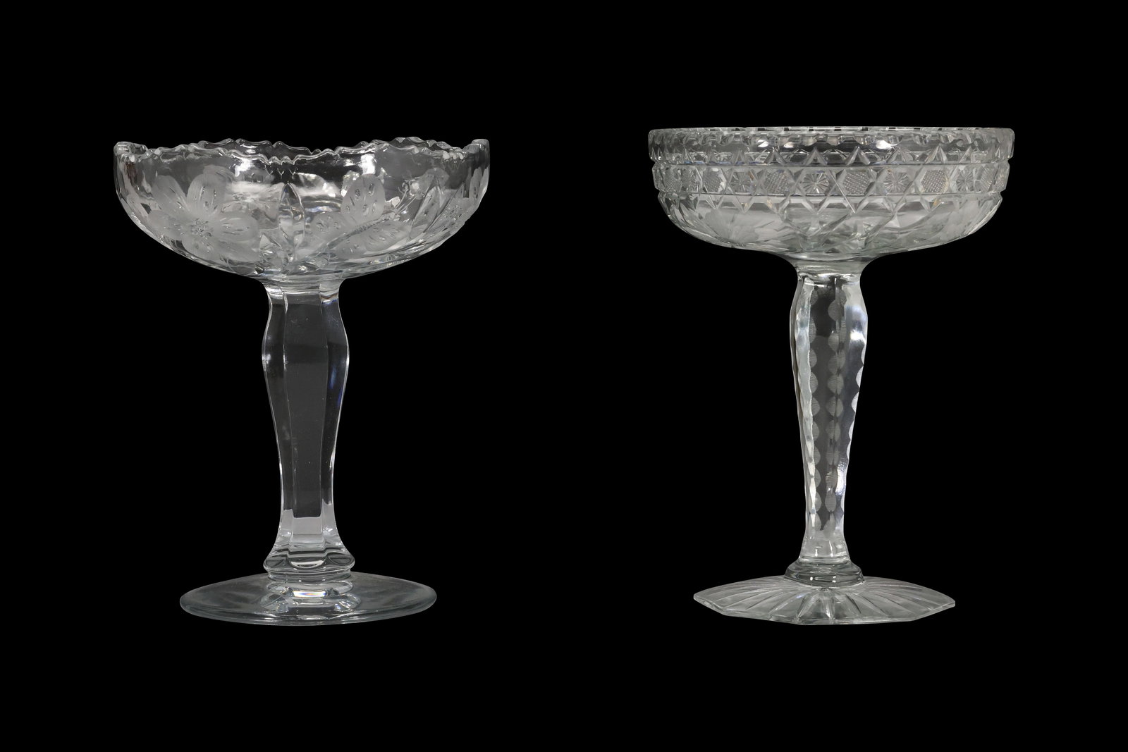 2 American Brilliant Cut Glass Pedestal Stem Base Candy Compotes 9.5 in. height x 8 in. wide (1 of 20)