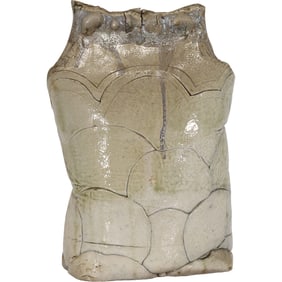 Art Pottery Sculptured Jar with Form Fitting Top Cover, Artist Signed on Base 13 in. height x 10 in.