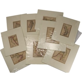9 Assorted Vntage MAPS, all are matted and shrink wrapped 13 in. x 13 in.