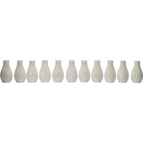 11 Matching WEDGWOOD White Lustre Table Top Bud Vases having individual boxes included,
