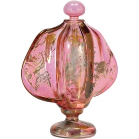 Signed David Paterson Art Glass Perfume Bottle 7 in. height x 6 in. wide
