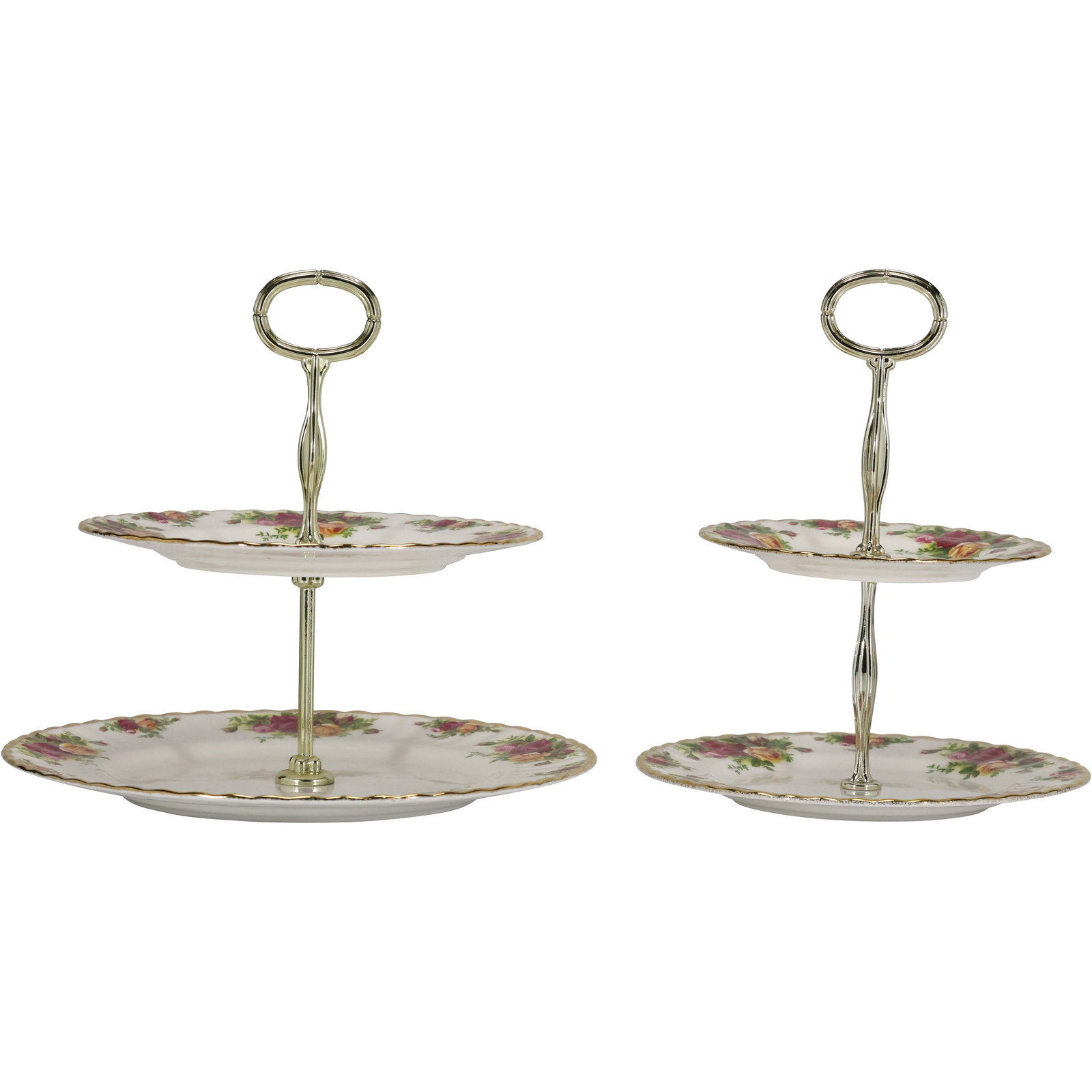 2 Royal Albert Old Country Roses 2-Tier Cake Stands / Serving Stands 11 in. height x 11 in. wide (1 of 20)