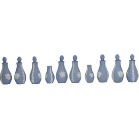 10 Matching WEDGWOOD Dresser Top Perfume Bottles having individual boxes included