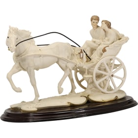 Giuseppe Armani Wedding Coach Sculpture, Sogned, Labels, 11 in. height x 16.5 in. length