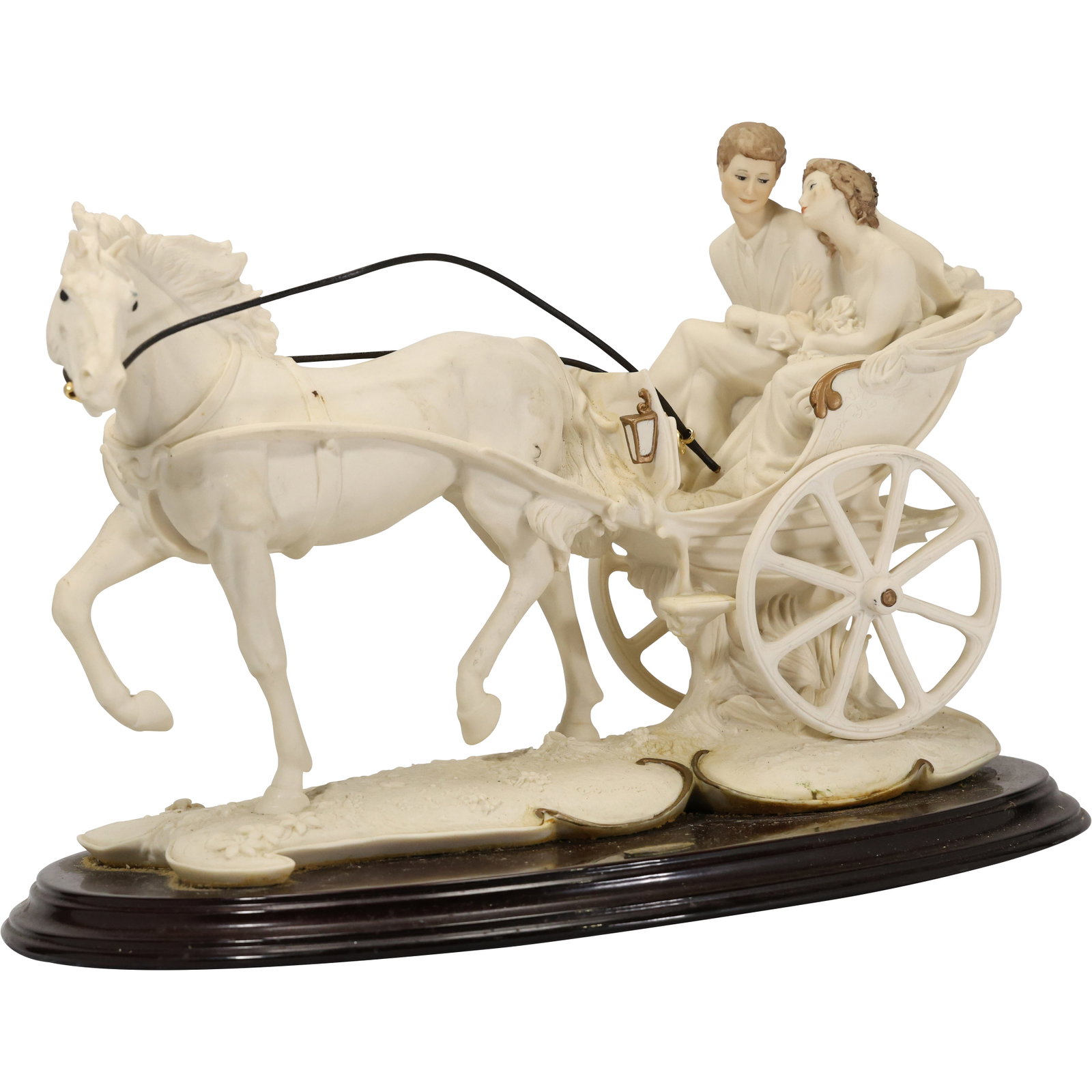 Giuseppe Armani Wedding Coach Sculpture, Signed, Labels, 11 in. height x 16.5 in. length: Giuseppe Armani Wedding Coach Sculpture, Signed, Labels, 11 in. height x 16.5 in. length. size: 11h x 16.5w