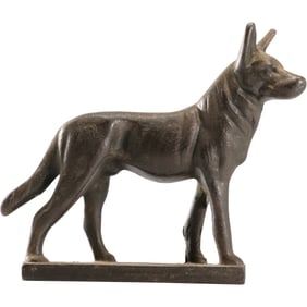 Vintage Cast Iron German Shepherd Figural Doorstop 6 in. height x 6.5 in. wide