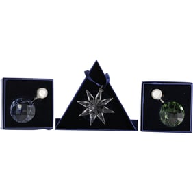 3 Assorted Swarovski Faceted Crystal Glass Ornaments