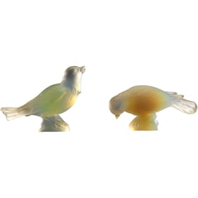 [2] Birds In Opalescent Glass Signed Verlux 1920-1930 each different positions 5 in. x 6 in.