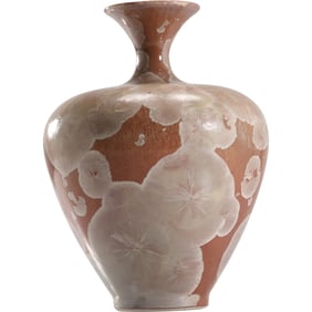 Signed Paul Lorber , Pottery Vase, Crystalline Glaze, 7 in. height x 4 in. wide