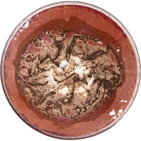Studio Art Glass Rust & Copper Textured Bowl Signed Jones Glassworks 2005, 12 in. diameter