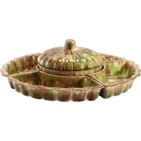 Jamieson's Capistano California Drip Glaze Pottery 5-Piece Serving Ensemble Chip Dip 15 in.