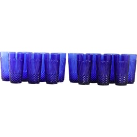 Set 14 Avon Royal Sapphire Cobalt Blue Tumblers by Luminarc Arcoroc in France, 6 in. height