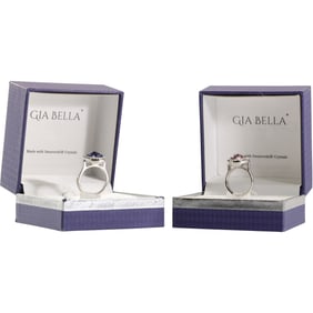 2 Gia Bella Gemstone Rings made with Swarovski Crystals, Ring Size 9