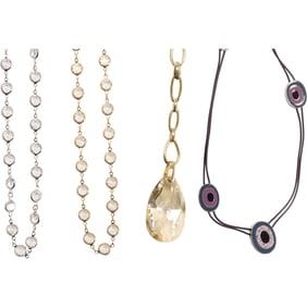 4 Assorted Swarovski Crystal Glass Necklaces - See Pictures