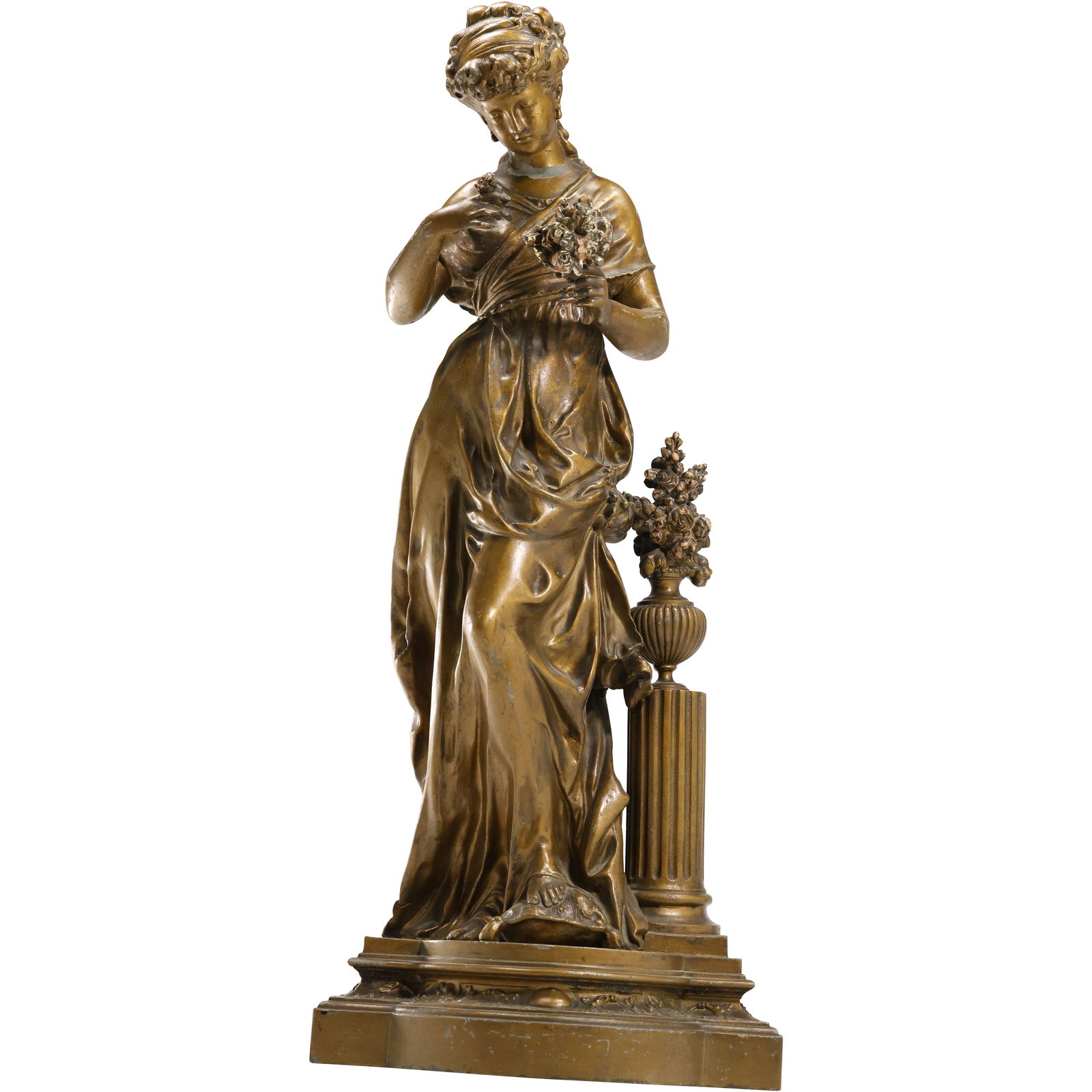 19th C. Cast Metal Spelter French Sculpture The Flower Fairy by Albert-Ernest Carrier-Belleuse (1 of 20)