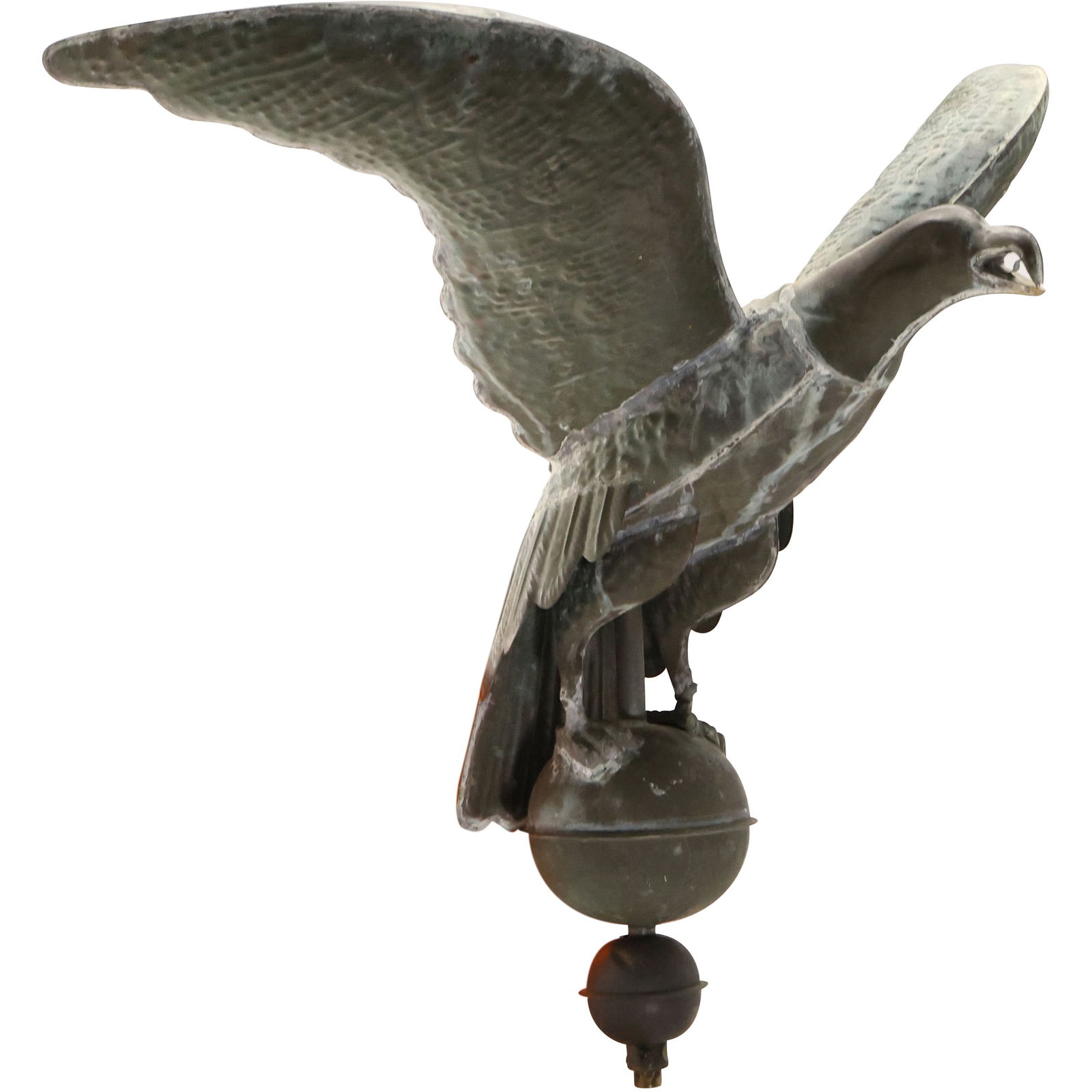 19th C. American Folk Art Full Bodied Copper Eagle Weathervane Top 19 in. x 29 in. (1 of 18)