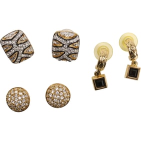 3 Pairs Assorted Fashion Earrings with Swarovski Crystals - See Pictures