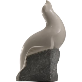 VINCENT GLINSKY (RUSSIAN, 1895-1975) Carved 2-Tone Marble SEAL Figure Sculpture