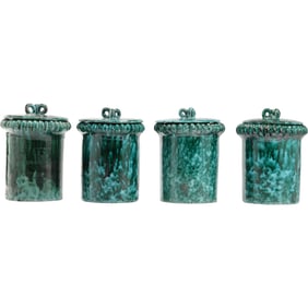[4] Italian Ceramic Canister Covered Jars Mid-Century Modern 9 in. height x 7 in. wide