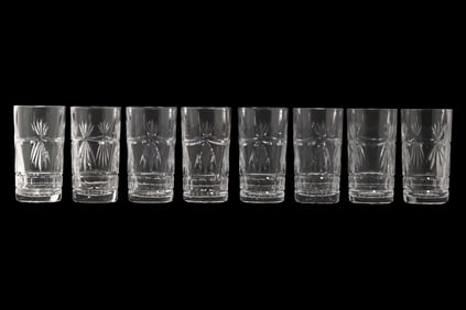 Set of 8 Cut Crystal Glass Tumblers Barware 5.5 in. height x 4 in. wide