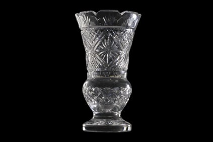 WATERFORD Society Samuel Miller Collection 9'' Flower Crystal Glass Vase 9 in. height x 6 in. wide