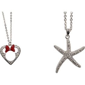2 Fashion Necklaces, Heart and Starfish with Swarovski Crystals - See Pictures