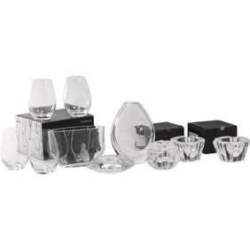 Group Lot of 10 Pieces Crystal Glass Mostly Orrefors - See Pictures
