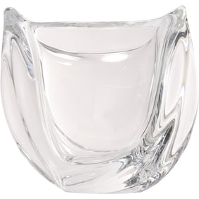 Signed BACCARAT Crystal Glass Swirl Oval Vase 7 in. Made in France