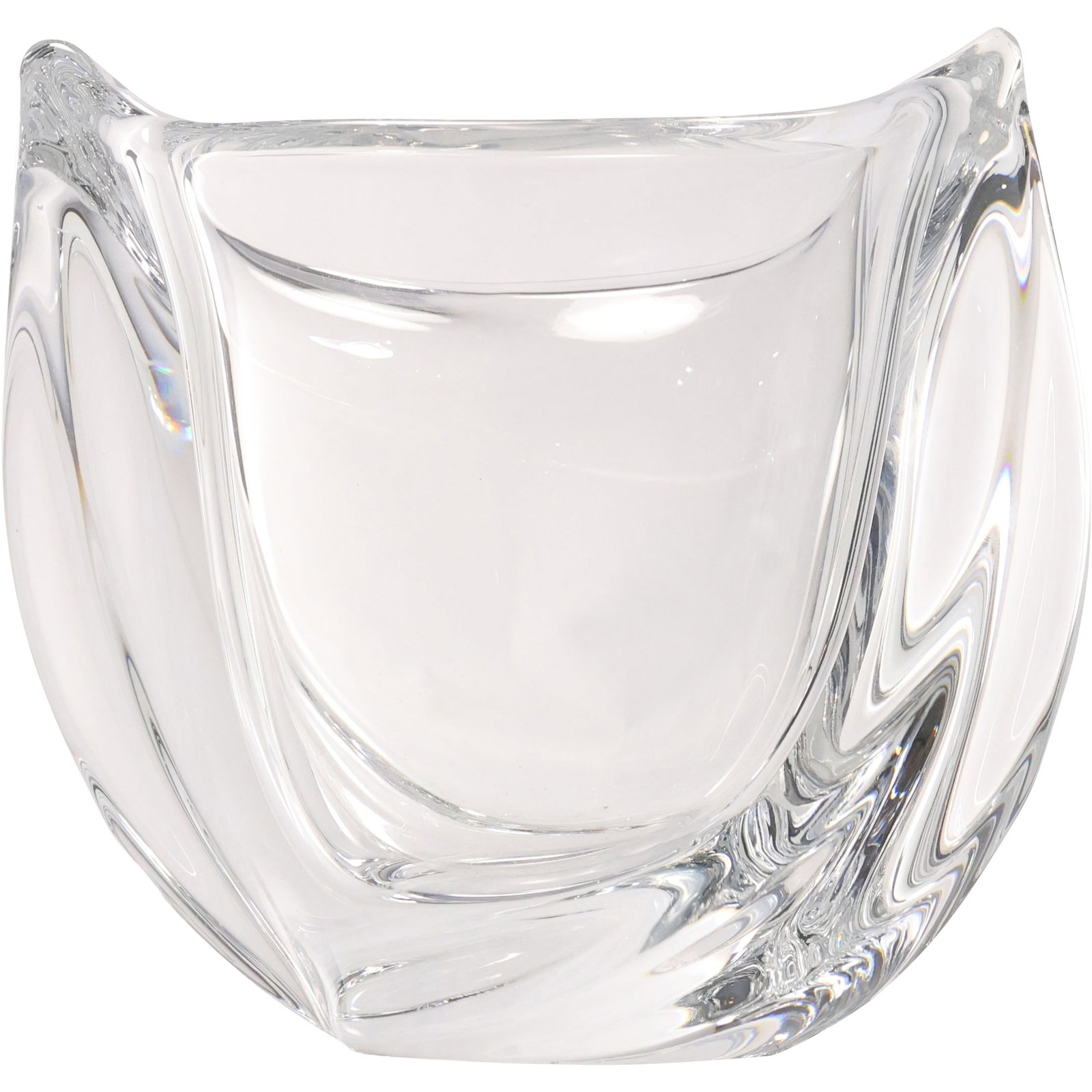Signed BACCARAT Crystal Glass Swirl Oval Vase 7 in. Made in France: Signed BACCARAT Crystal Glass Swirl Oval Vase 7 in. Made in France. size: 5.5h x 7w