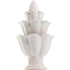 Tall White Ceramic Artichoke Tulipiere 14 in. height x 8 in. wide