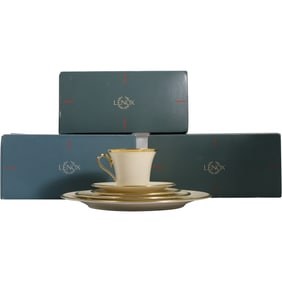 [4] 5 Piece Place Settings LENOX Fine Porcelain "Eternal" Dimension Collection, has 3 boxes
